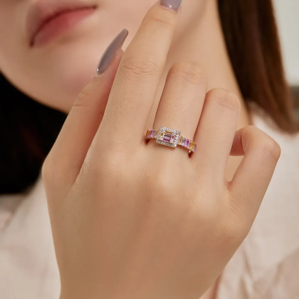 925 Sterling Silver Colorful Zirconia Party Solitaire Ring 70200194 - image1