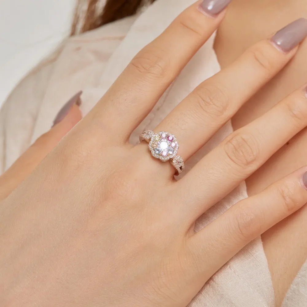 925 Sterling Silver Luxury Zirconia Flower Solitaire Ring 70200195 - image2