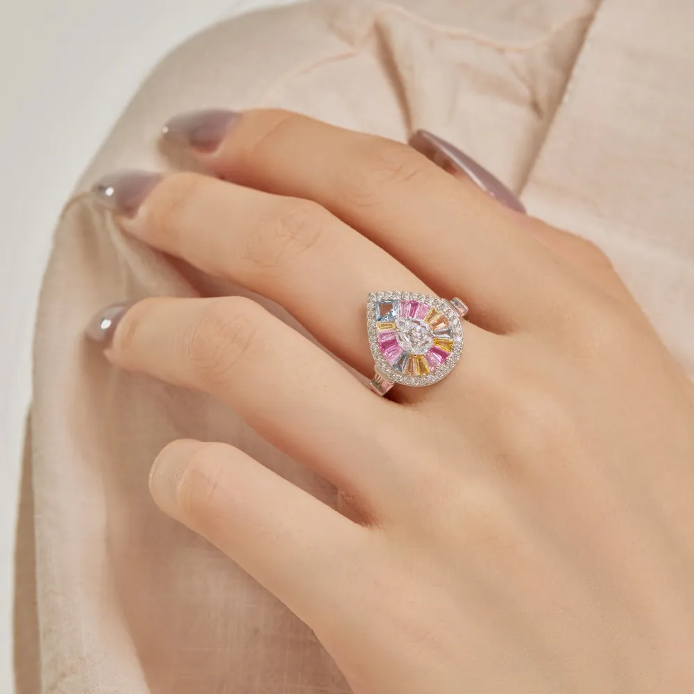 925 Sterling Silver Trapezoid Zirconia Solitaire Ring 70200196 - image1
