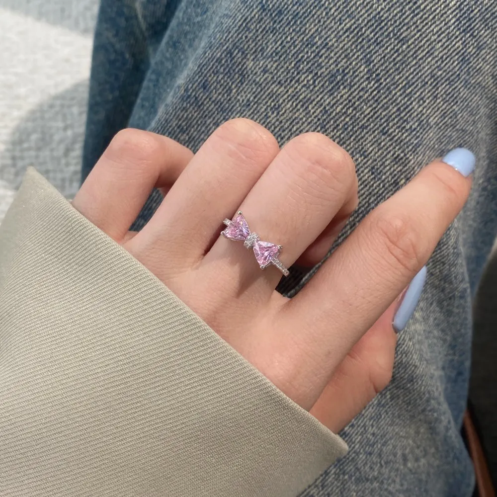 925 Sterling Silver Shiny Zirconia Bow Ring 70200197 - image1