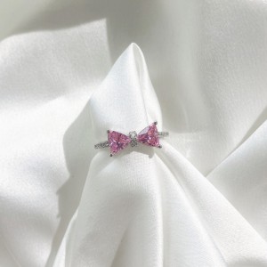 925 Sterling Silver Shiny Zirconia Bow Ring 70200197