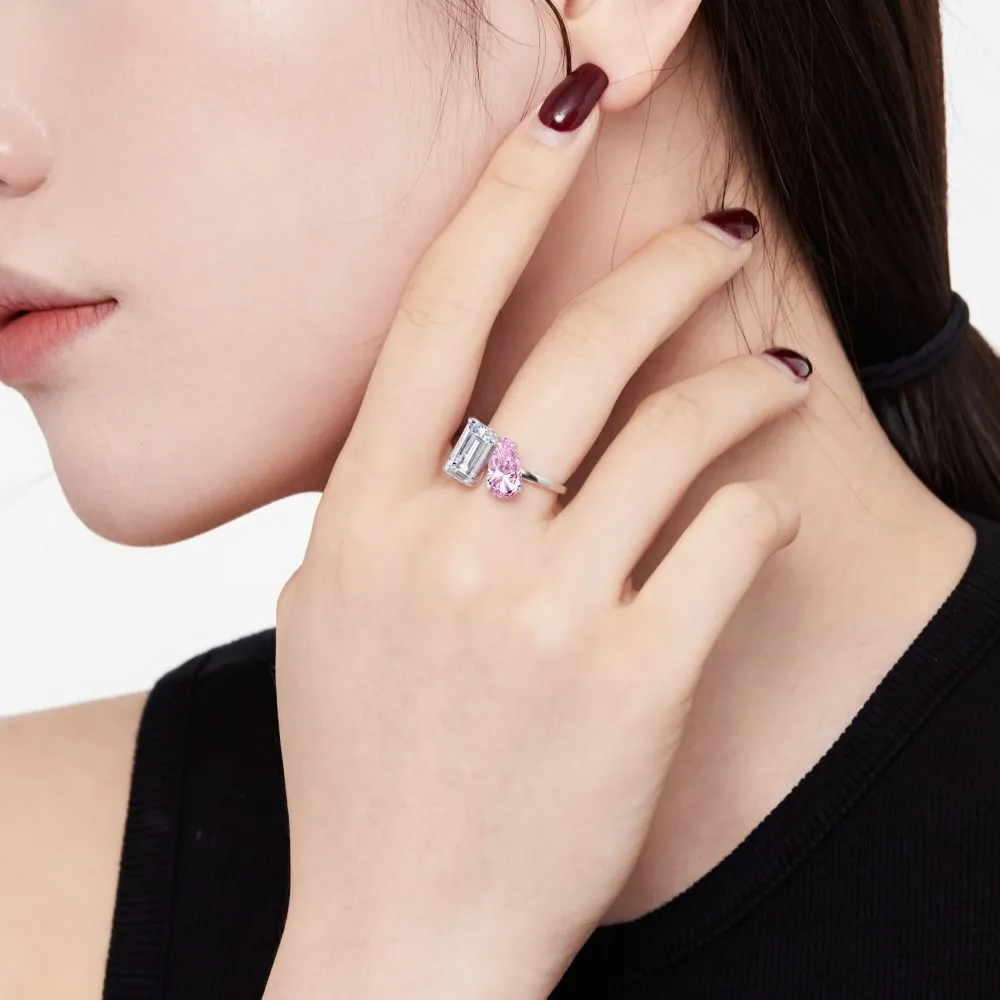 Sparkle Teardrop Zirconia Party Solitaire Rings 70200199 - image2