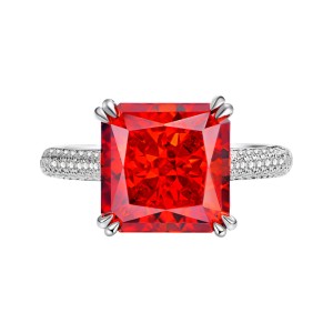 925 Sterling Silver Luxury Square Zirconia Solitaire Ring 70200202
