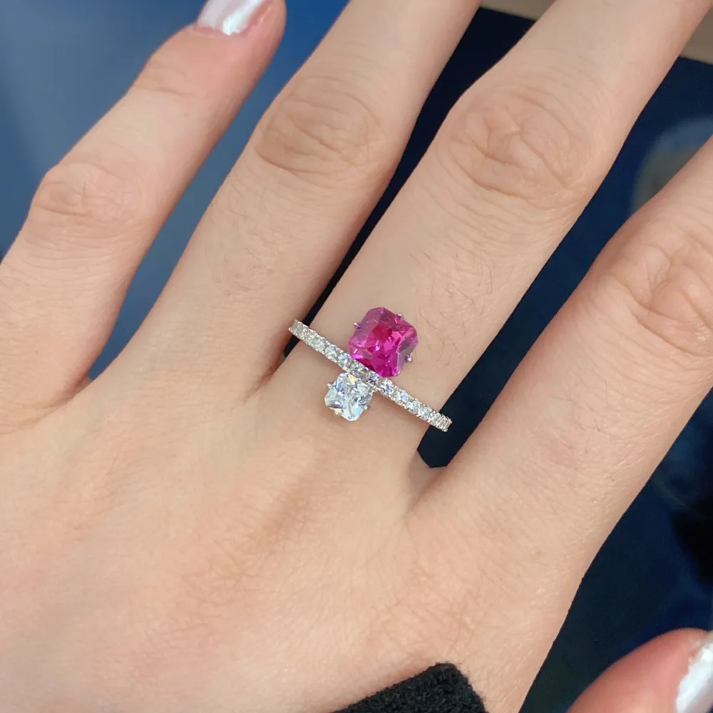 925 Sterling Silver Pink Zirconia Solitaire Ring 70200206 - image1