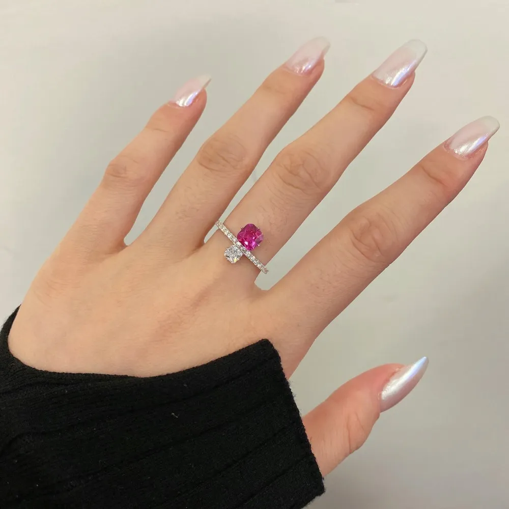 925 Sterling Silver Pink Zirconia Solitaire Ring 70200206 - image2