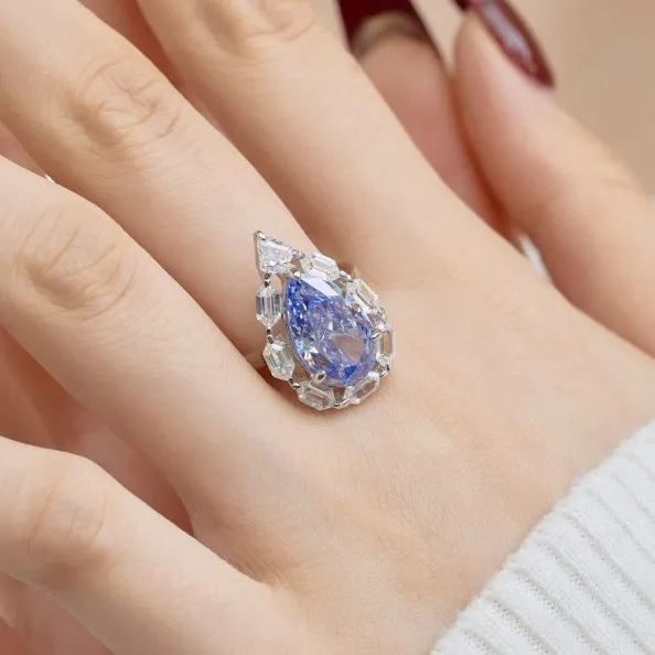 925 Sterling Silver Luxury Blue Zirconia Solitaire Ring 70200211 - image1