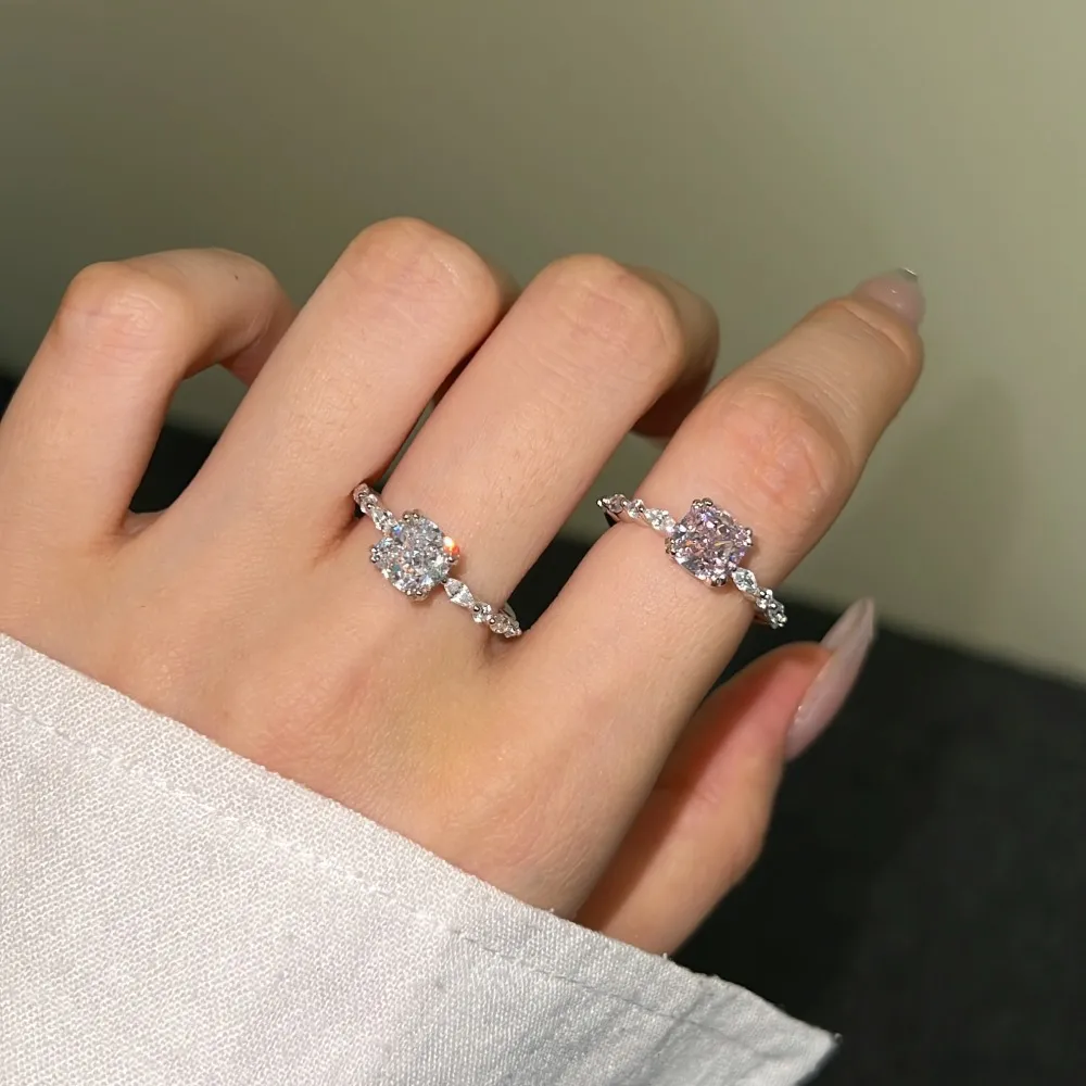 925 Sterling Silver Square Zirconia Solitaire Ring 70200217 - image1
