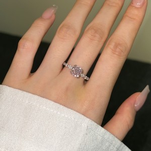925 Sterling Silver Square Zirconia Solitaire Ring 70200217