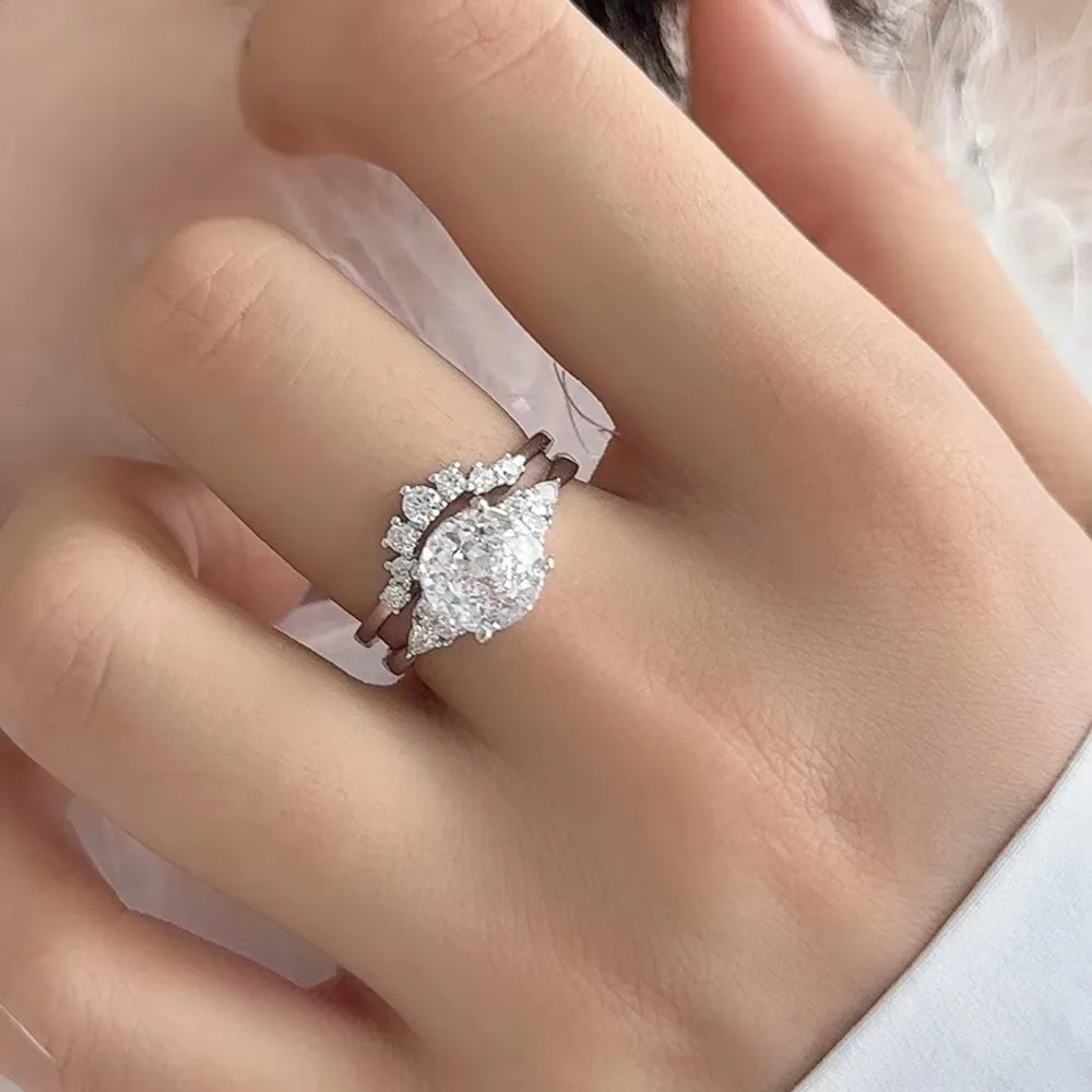 8A Zirconia Oval Solitaire Stack Ring Set 70200241 - image1