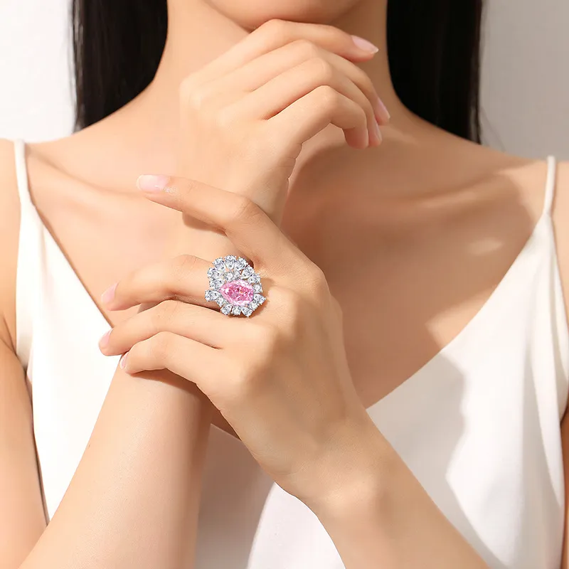 8A Cubic Zirconia Water Drop Solitaire Ring 70200249 - image2