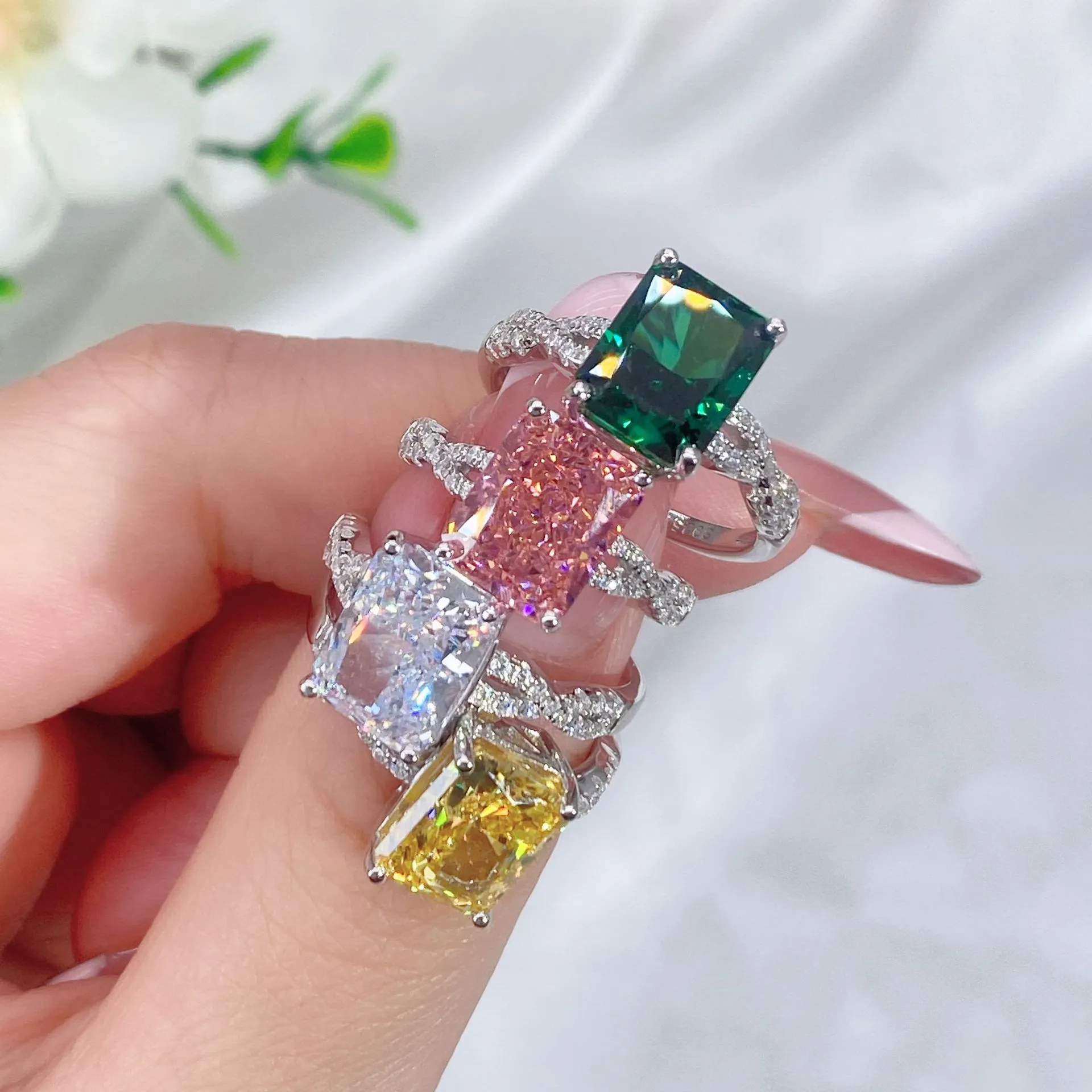 8A Cubic Zirconia Rectangle Solitaire Ring 70200252 - image1