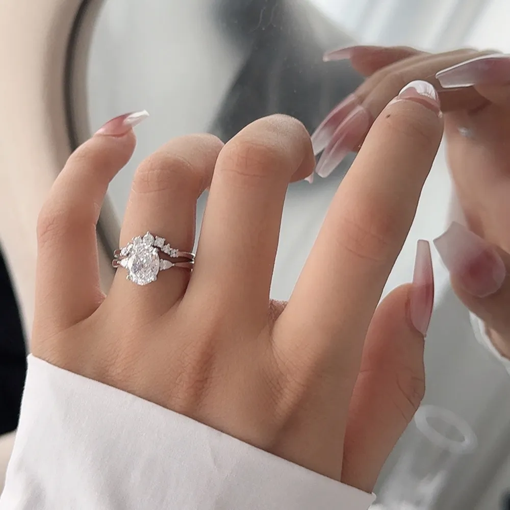 Oval High Carbon Diamond Stack Ring 70200258 - image1