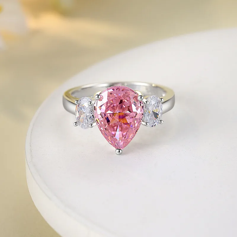 Pink Water Drop Zirconia Solitaire Ring 70200266 - image2