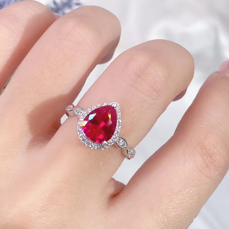 Spinel Zirconia Water Drop Solitaire Ring 70200270 - image1