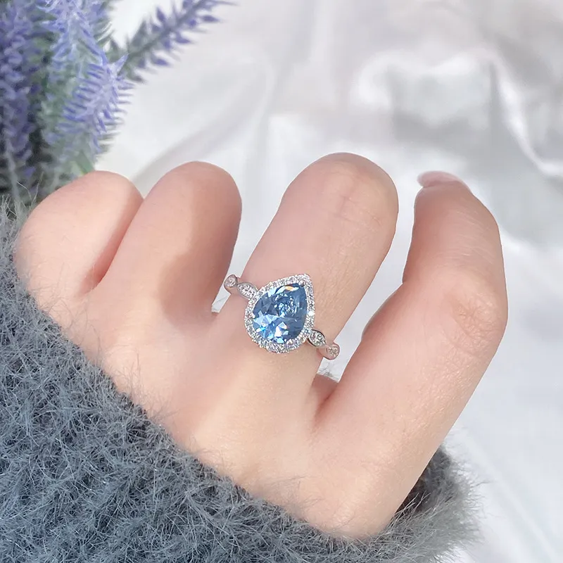 Spinel Zirconia Water Drop Solitaire Ring 70200270 - image2