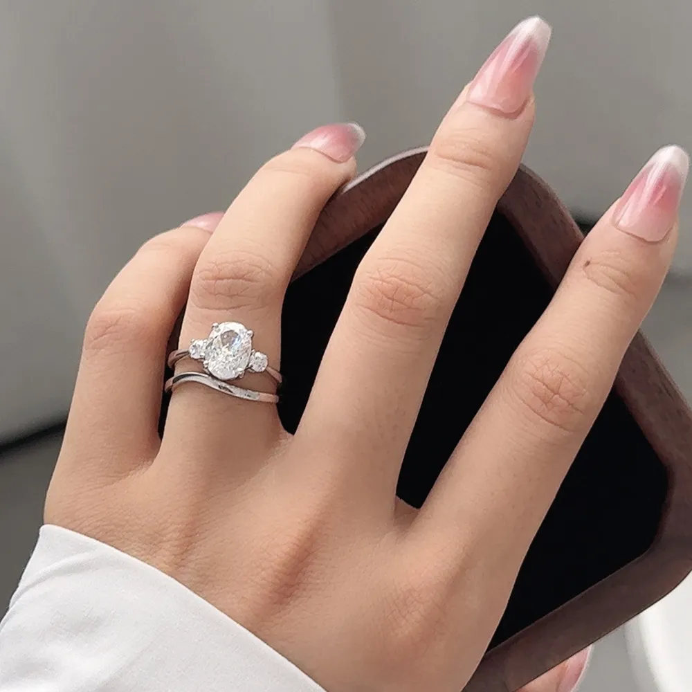 Oval High Carbon Diamond Stack Ring 70200277 - image1