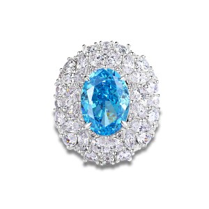 8A Cubic Zirconia Oval Cluster Solitaire Ring 70200285
