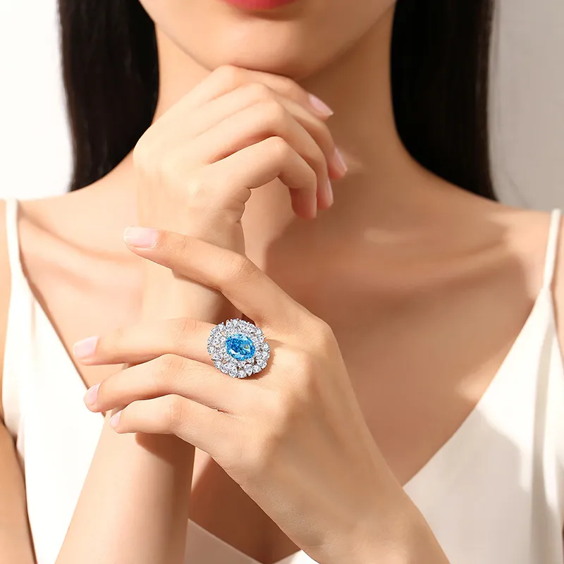 8A Cubic Zirconia Oval Cluster Solitaire Ring 70200285 - image1