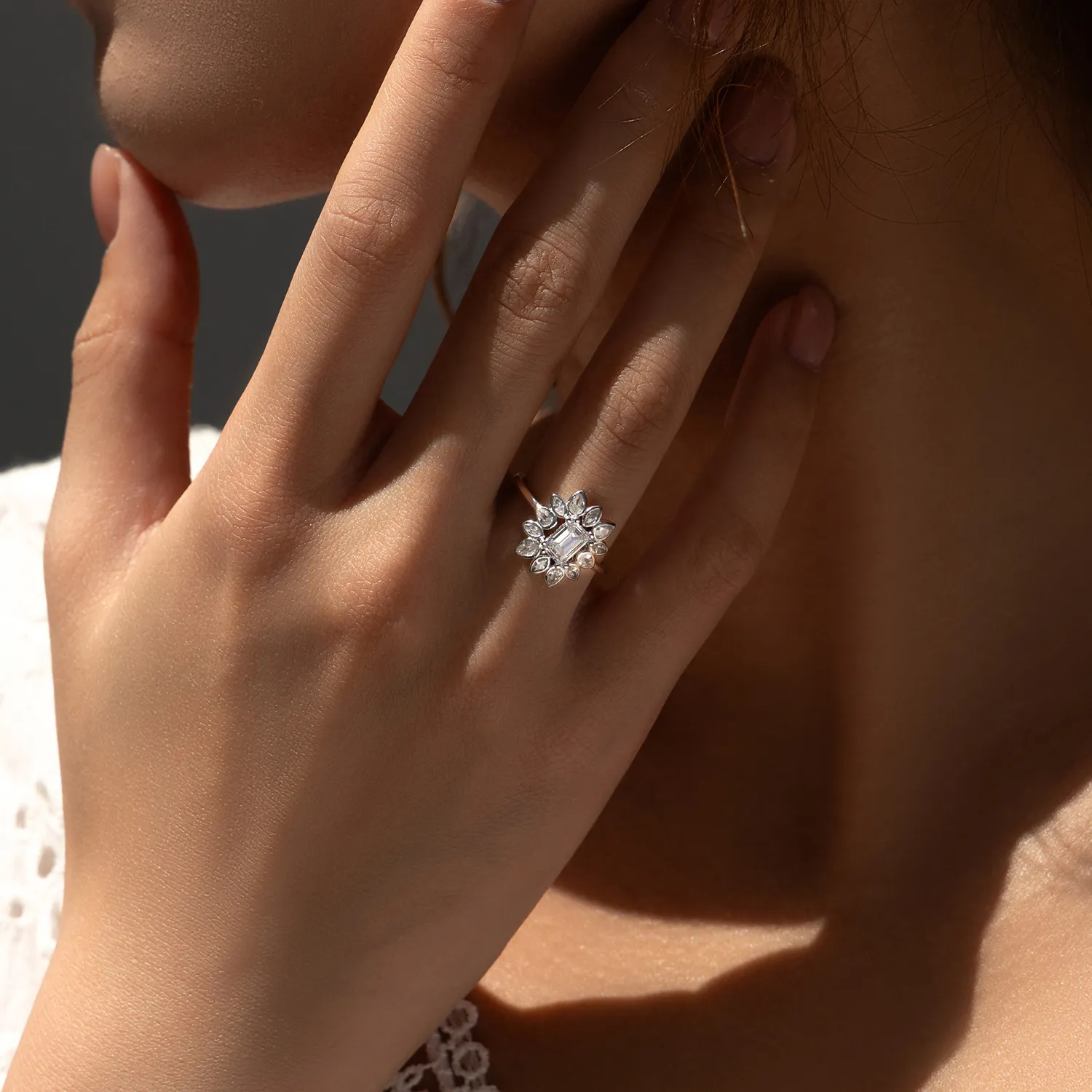 S925 5A Zirconia Flower Solitaire Ring 70200290 - image1