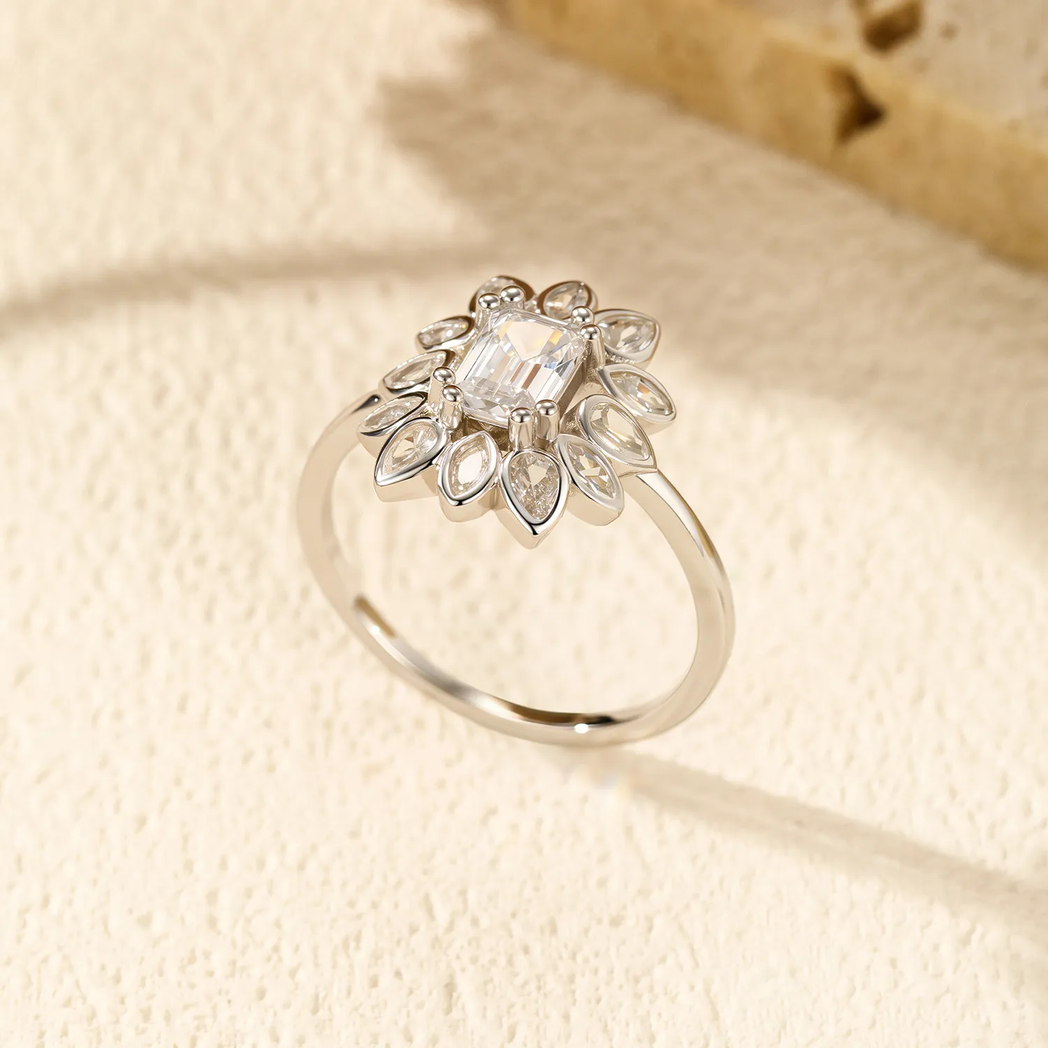 S925 5A Zirconia Flower Solitaire Ring 70200290 - image2