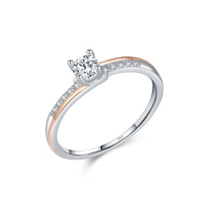 925 Sterling Silver Two-Tone Zircon Ring 70200291