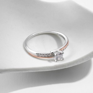 925 Sterling Silver Two-Tone Zircon Ring 70200291