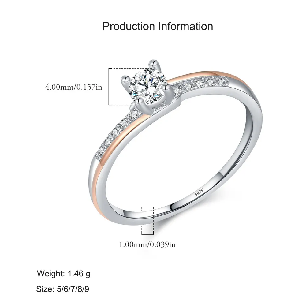 925 Sterling Silver Two-Tone Zircon Ring 70200291 - image2