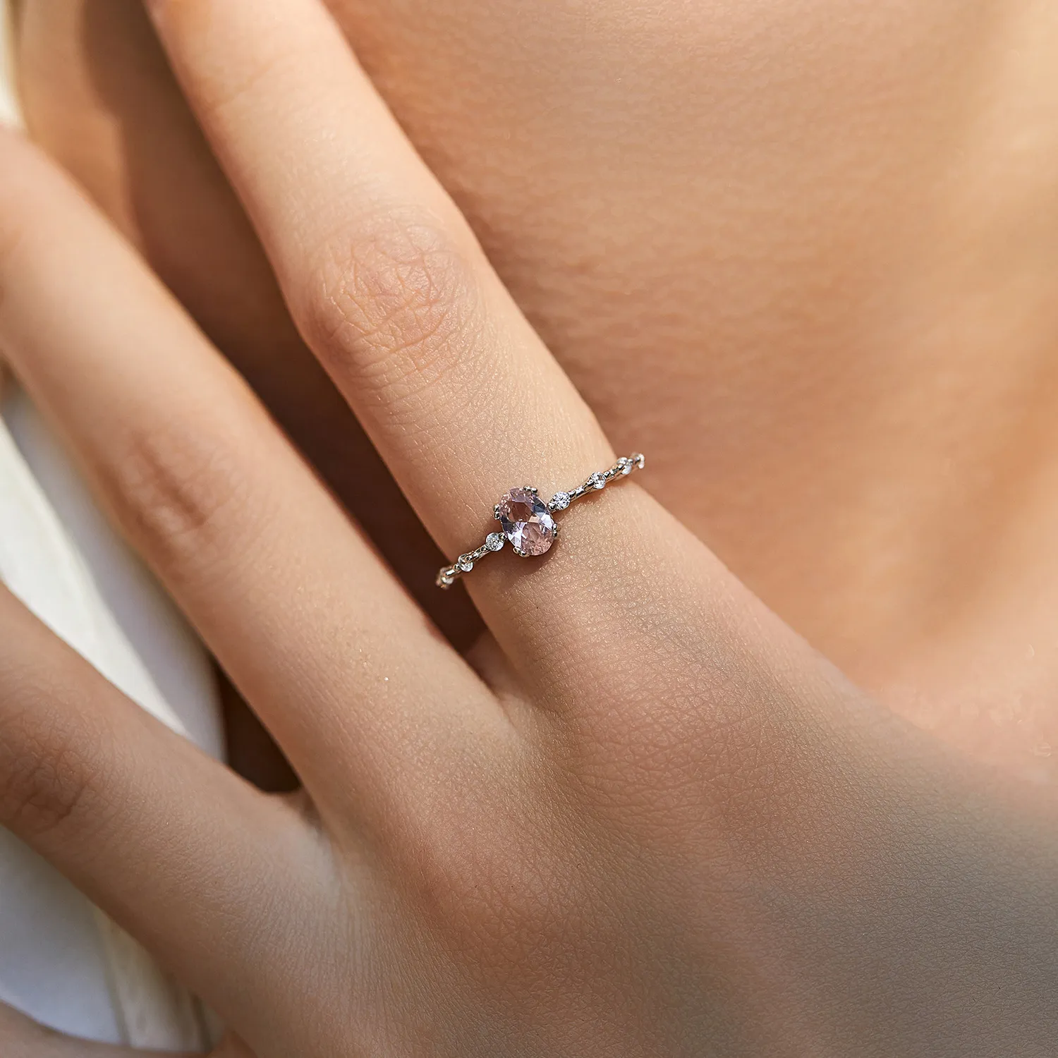 925 Sterling Silver Pink Sparkle Zircon Band Ring 70200292 - image1