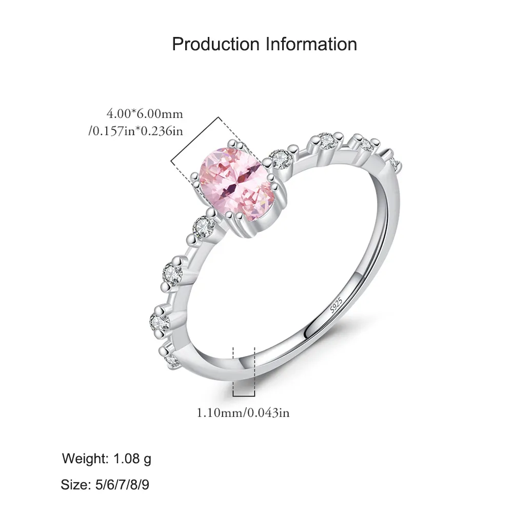 925 Sterling Silver Pink Sparkle Zircon Band Ring 70200292 - image2