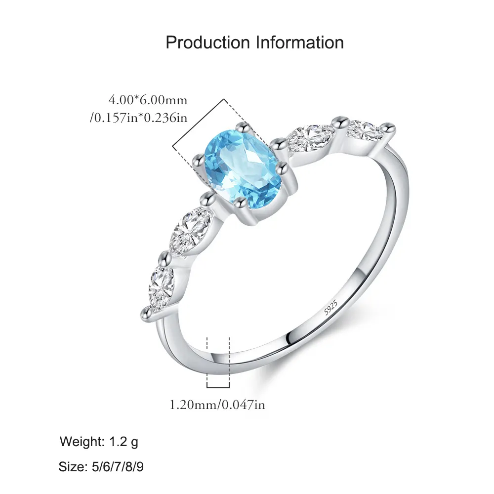 925 Sterling Silver Blue Oval Crystal Ring 70200293 - image2