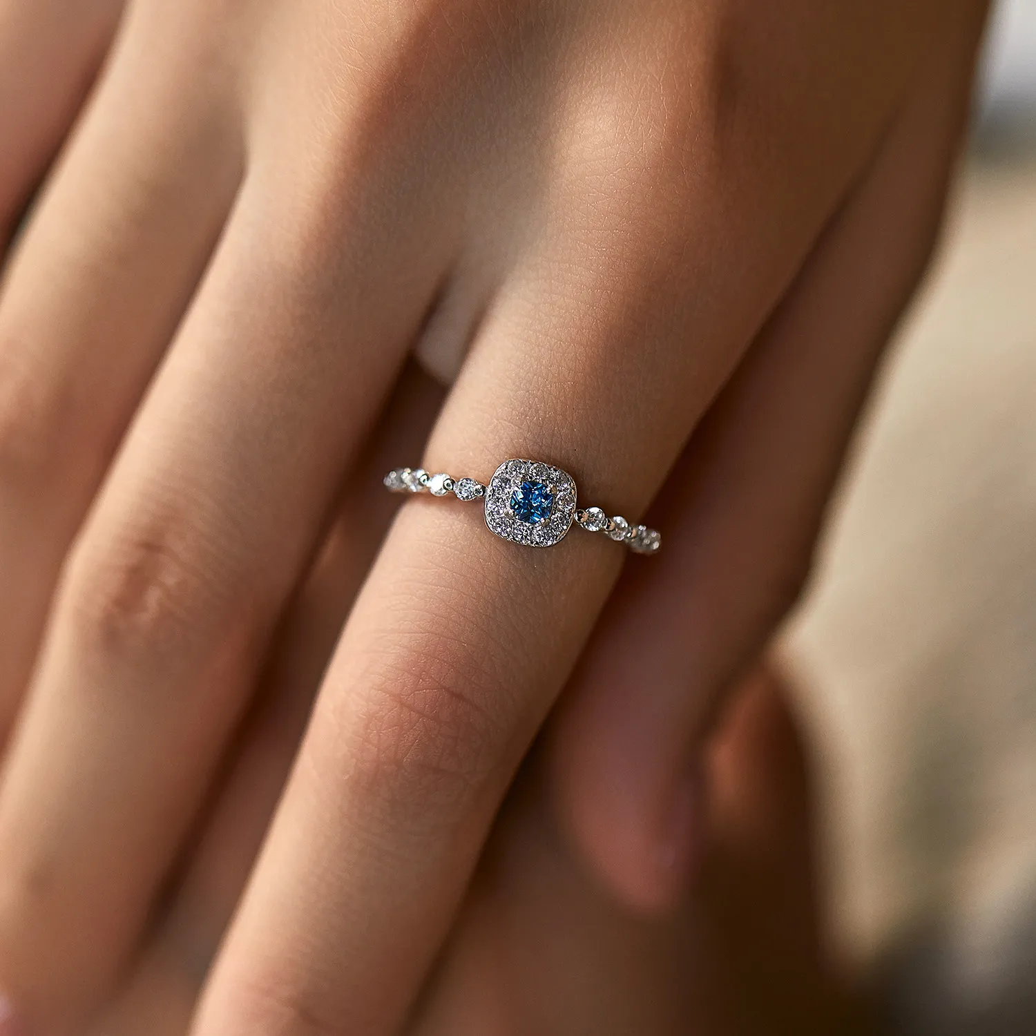 925 Sterling Silver Cushion-Cut Crystal Ring 70200297 - image1