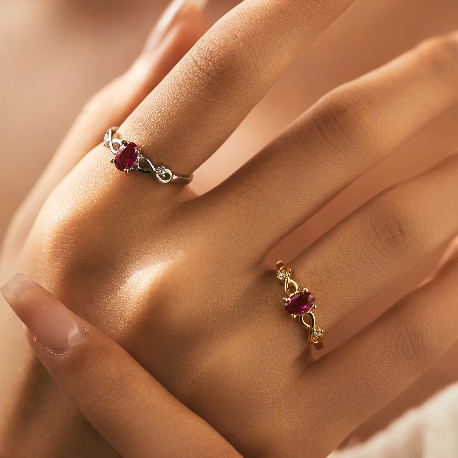 925 Sterling Silver Vintage Ruby-Red Crystal Ring 70200298 - image1