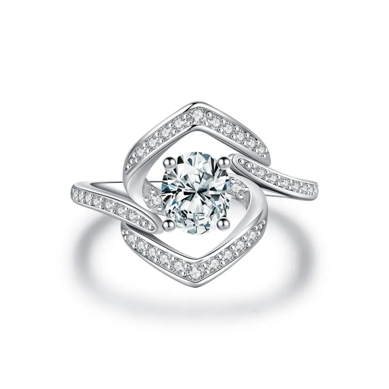 925 Sterling Silver Sparkling CZ Geometric Line Ring 70200299