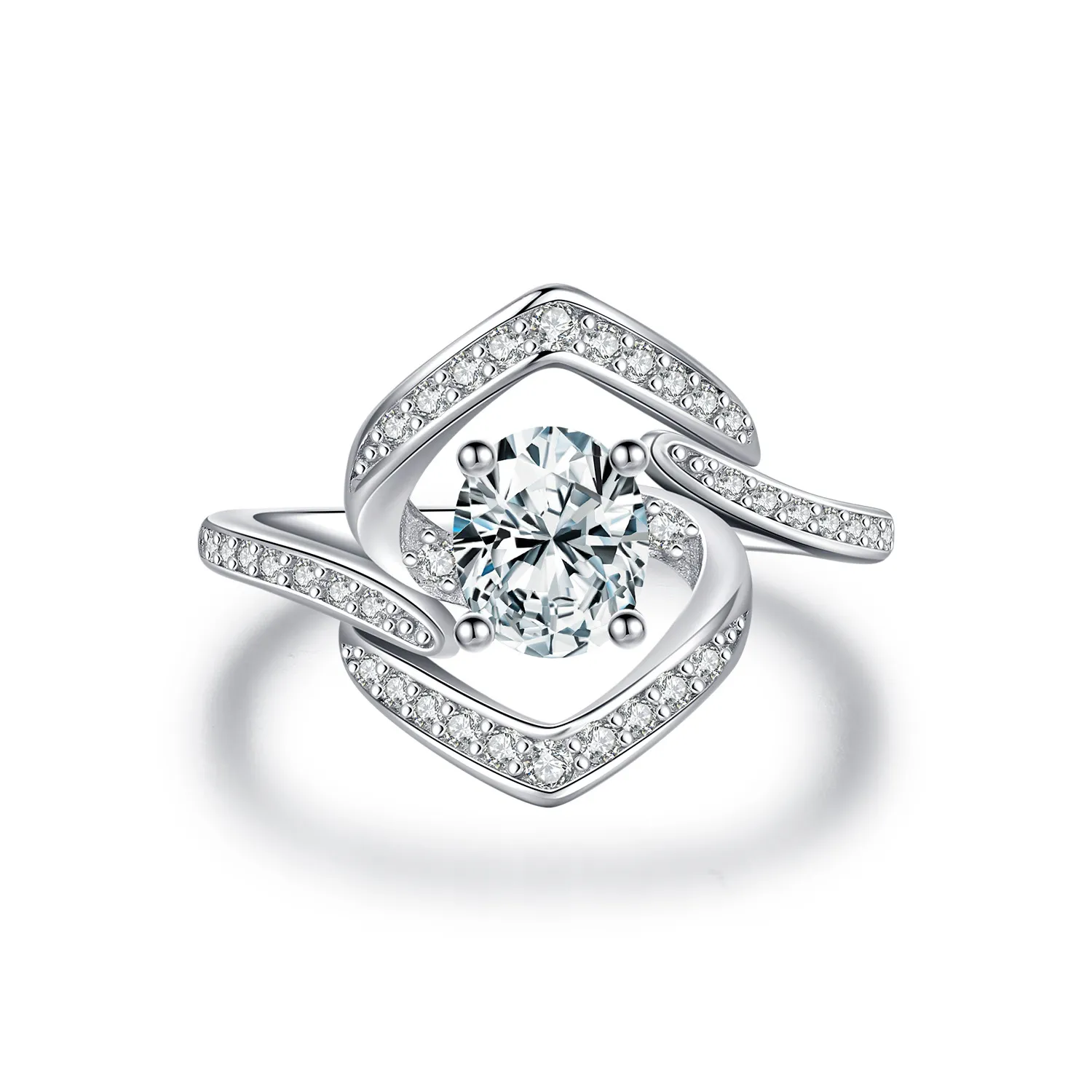 925 Sterling Silver Sparkling CZ Geometric Line Ring 70200299