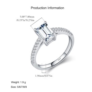 925 Sterling Silver Emerald Cut Engagement Ring 70200300