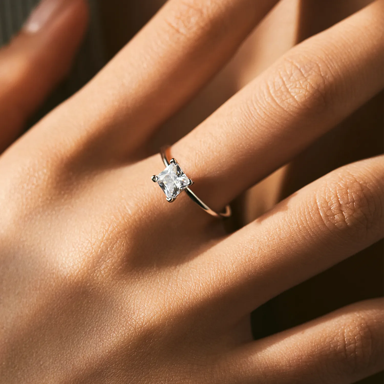 925 Sterling Silver Princess Cut Solitaire Engagement Ring 70200301 - image1