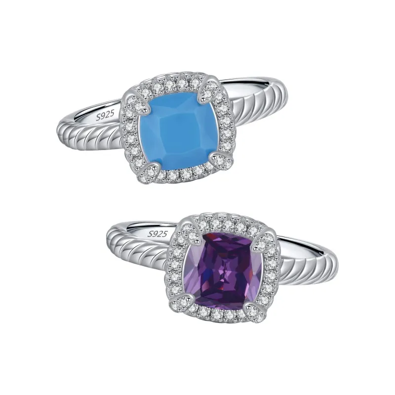 925 Sterling Silver Vintage CZ Turquoise Ring 70200302