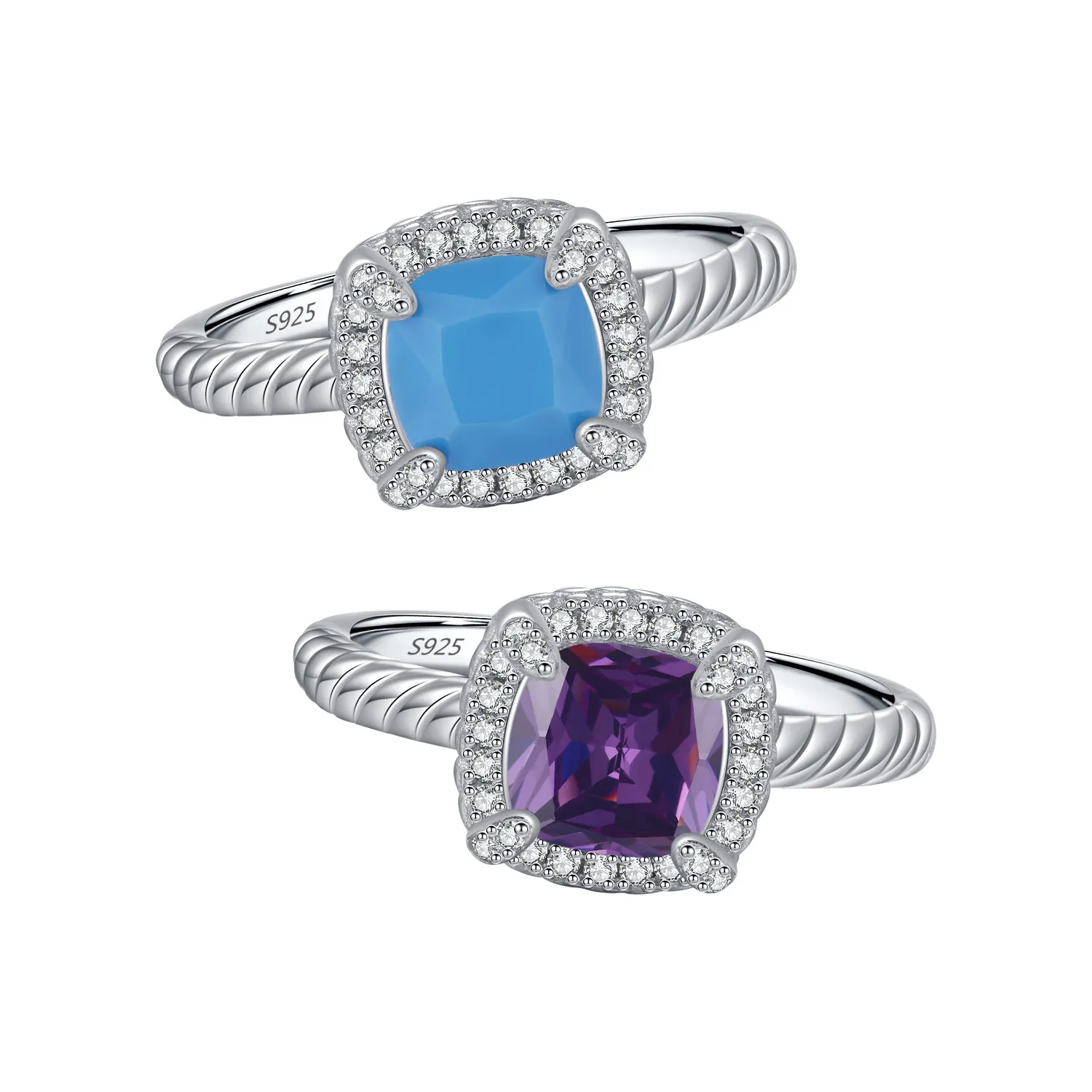 925 Sterling Silver Vintage CZ Turquoise Ring 70200302