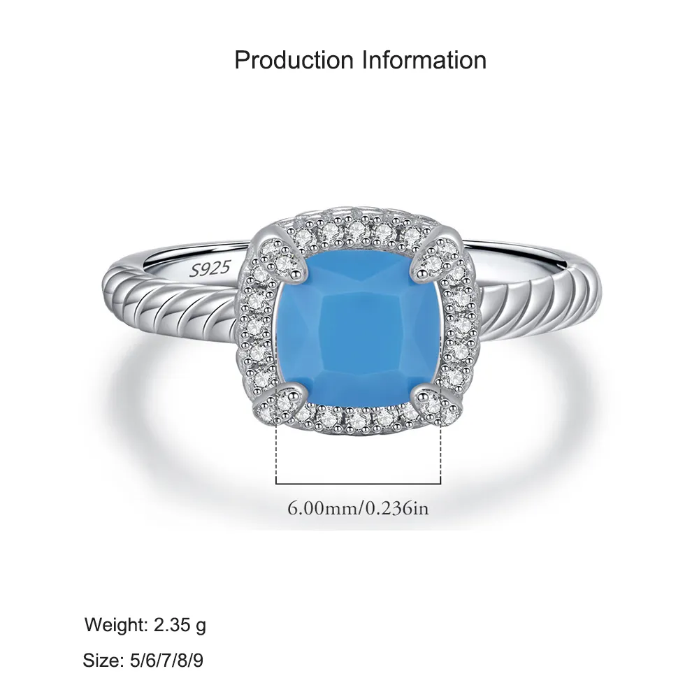 925 Sterling Silver Vintage CZ Turquoise Ring 70200302 - image2