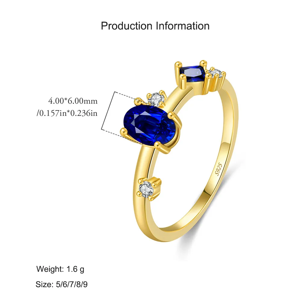 925 Sterling Silver Asymmetrical Oval Simulated Sapphire Ring 70200304 - image2
