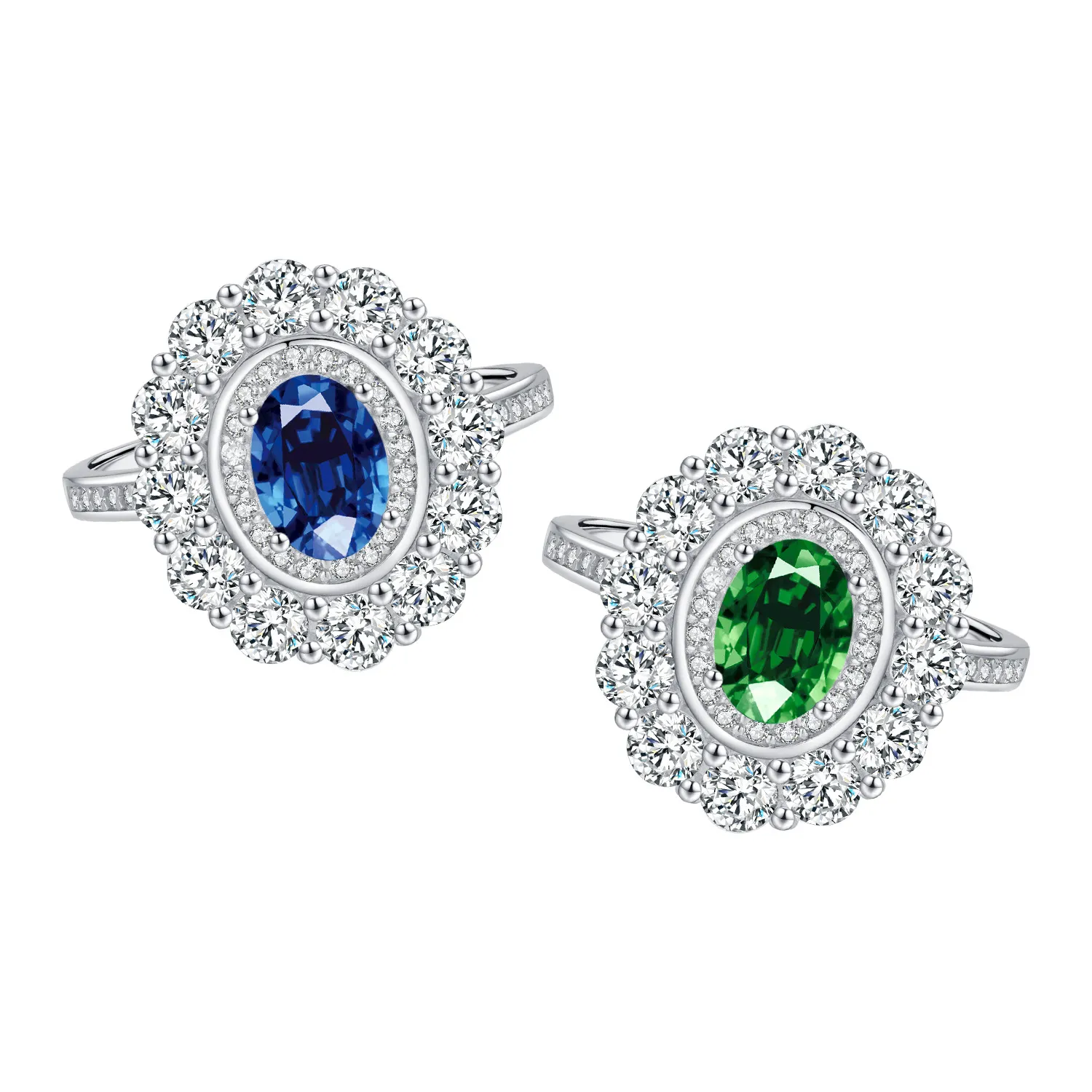 925 Sterling Silver Vintage Halo Zircon Ring 70200309