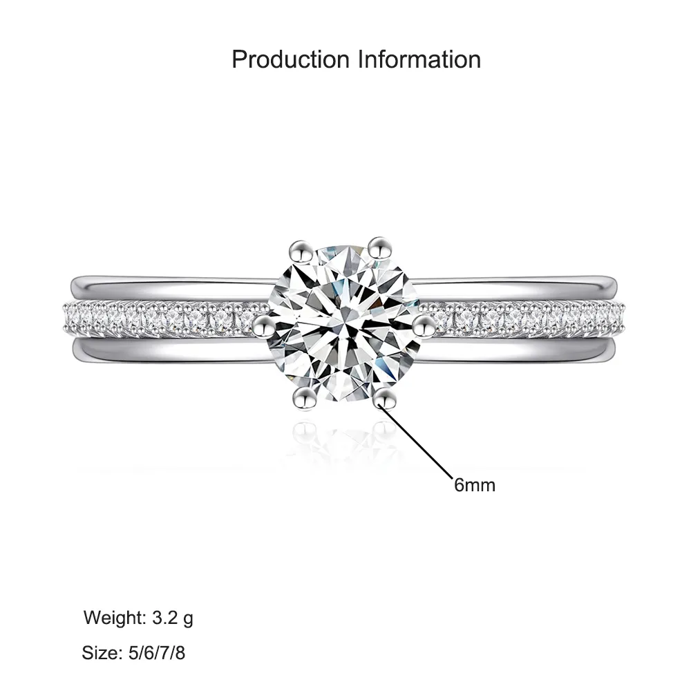 925 Sterling Silver Zircon Moissanite Engagement Ring 70200316 - image2