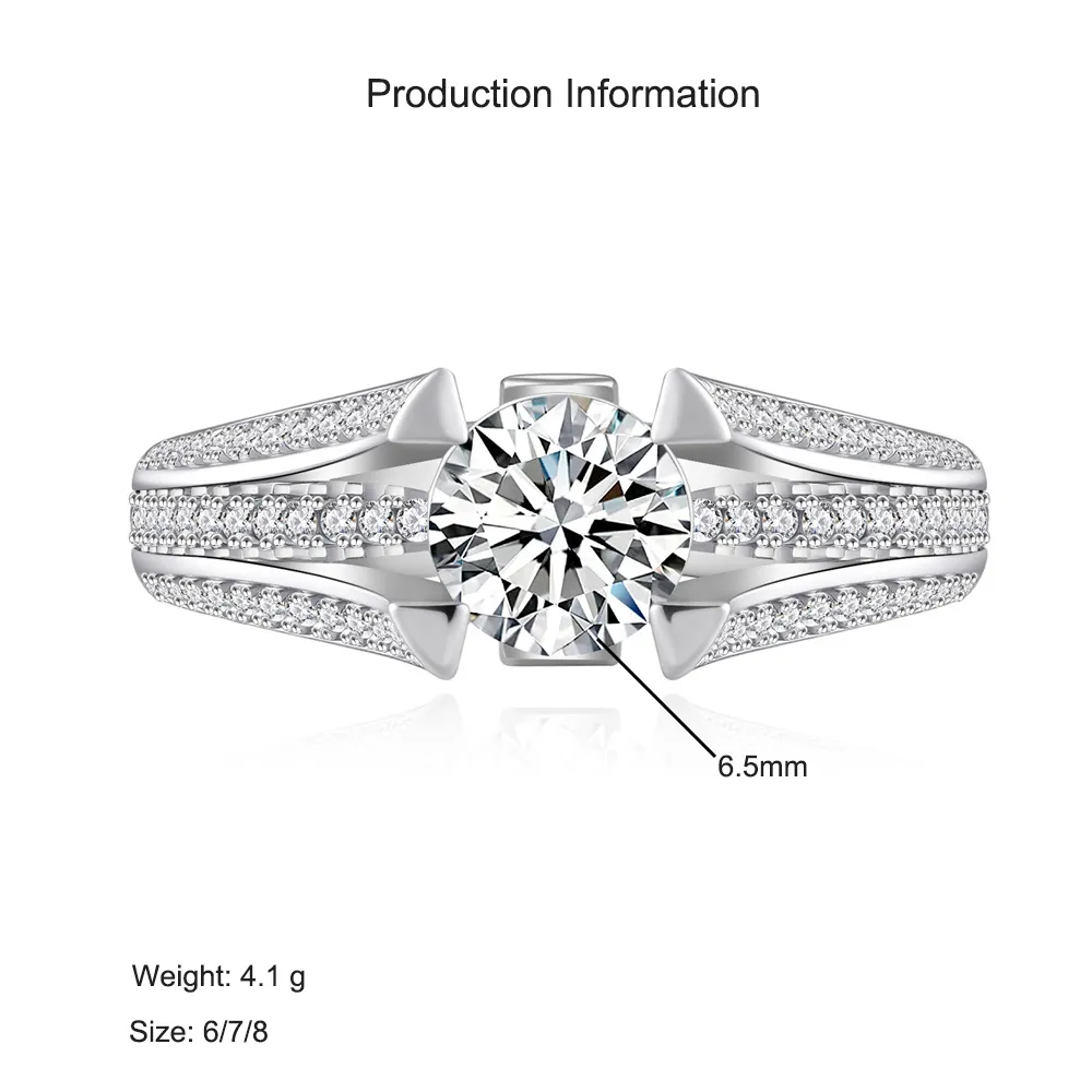925 Sterling Silver Moissanite Zircon Engagement Ring 70200317 - image2