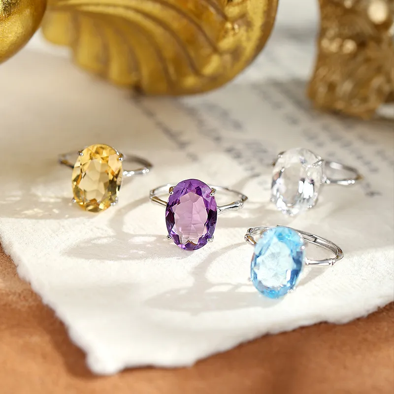 925 Sterling Silver Natural Gemstone Statement Ring 70200319 - image1