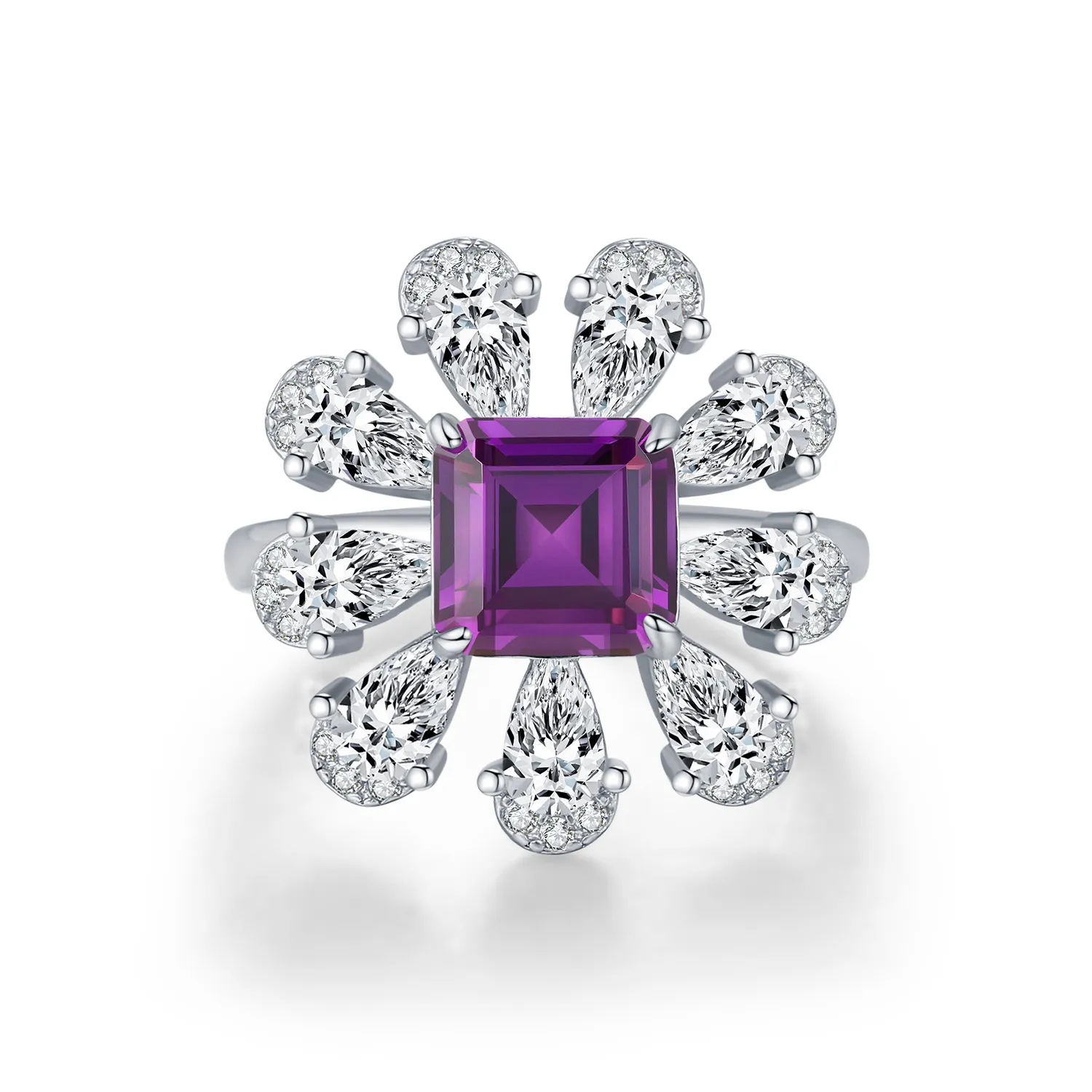 925 Sterling Silver Violet Zircon Cocktail Ring 70200320