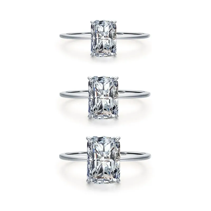 925 Sterling Silver Rectangle Radiant-Cut CZ Solitaire Ring 70200322 925 Sterling Silver Rectangle Radiant-Cut CZ Solitaire Ring 70200322