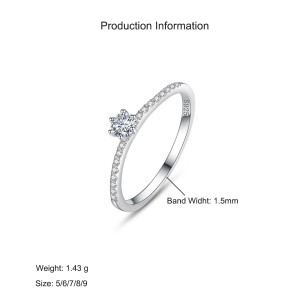 925 Sterling Silver Minimalist Micro-Pavé Solitaire CZ Band Ring 70200324