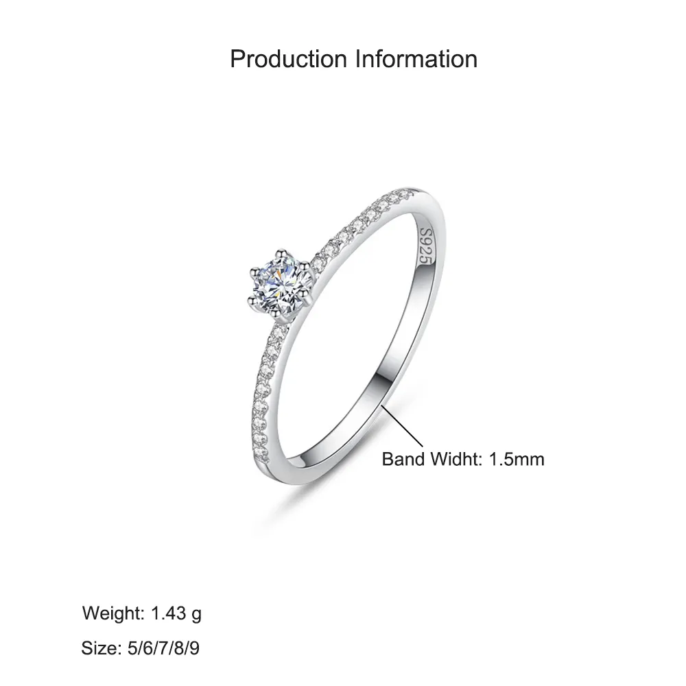 925 Sterling Silver Minimalist Micro-Pavé Solitaire CZ Band Ring 70200324 - image2