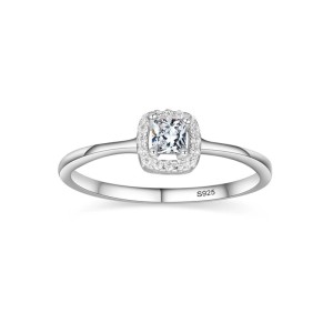 925 Sterling Silver Princess-Cut 1CT CZ Halo Ring 70200328 925 Sterling Silver Princess-Cut 1CT CZ Halo Ring 70200328