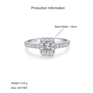 925 Sterling Silver Radiant Cut Square Halo CZ Ring 70200331